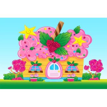 Imagem de Painel de Lona Doces Casa CupCake - Fabrika de Festa, 150x100cm