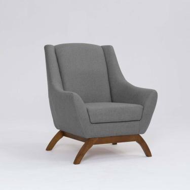 Imagem de Poltrona para Sala de Estar Base em Madeira Juliet Mescla Cinza