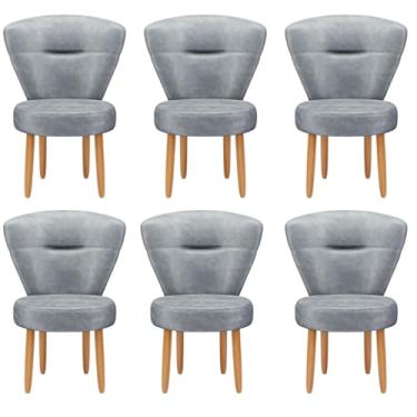 Imagem de Kit 6 Cadeiras Para Recepção Sala de Espera Confortavel Pés Palito MOBLAN decor (Cinza)