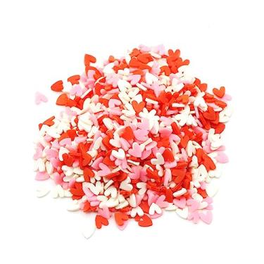 Imagem de 50 g 5 mm mistura de argila de polímero granulado colorido mistura de argila fatias de cerâmica macia DIY decoração de arte de unhas acessórios de enchimento de geleca (coração)