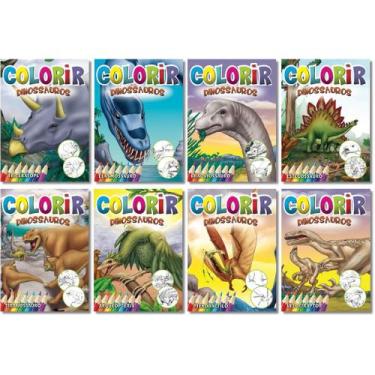 Imagem de Coleção Para Colorir Dinossauros - 8 Mini Livros Infantil - Diversão G