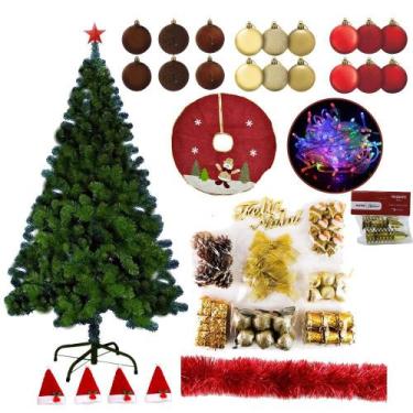 Imagem de Árvore De Natal Verde 1,80m 540 Galhos 116 Itens Enfeites Decorada Pis