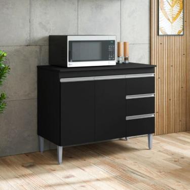 Imagem de Balcao De Cozinha Virginia 2pt 1m Preto Fosco