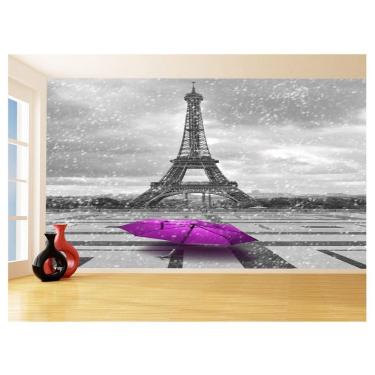 Imagem de Papel De Parede Paris Eiffel Guarda Chuva Céu 3,5M Ncd310