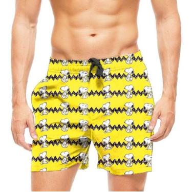 Imagem de Short Praia Shorts Banho Cartoon  Snoopy Peanuts 825 - smoke, Preto, G