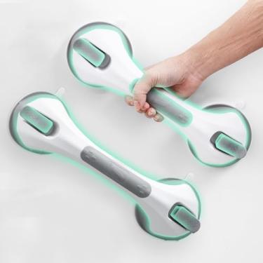 Imagem de TAILINK 2 pacotes de barras de apoio para chuveiro que brilham no escuro, barras de apoio com ventosa de 30,5 cm para banheiro, alça de segurança de chuveiro para idosos e idosos, alça de banheira