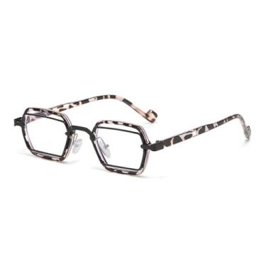Imagem de Óculos de sol retrô punk pequeno feminino, óculos de sol UV400, lentes transparentes, armação anti-luz azul masculina, C