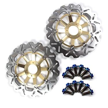 Imagem de Arashi Discos de freio dianteiro Rotores com parafusos de montagem para Honda CBR1100XX 1997-1998, acessórios de substituição de motocicleta dourados