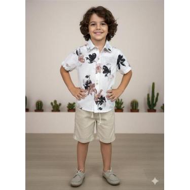 Imagem de Conjunto Infantil Menino Shorts de Linho e Camisa Off Lucas - Fabuloso