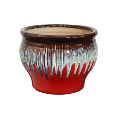 Imagem de Macetas para plantas, vaso de cerâmica extra grande, barriga vermelha, sala de estar, vaso de grande diâmetro para jardim e casa (grande)