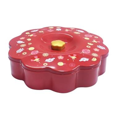 Imagem de DimyFew Bandeja de servir dividida com tampa, fruteira, tigela de servir, prato de lanche para festa, festival de primavera, frutas secas, vegetais, Vermelho