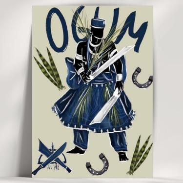 Imagem de Coleção de 62 quadros decorativos Giz - Umbanda e Candomblé - Decoração Orixá - Afro Brasileira - Escolha o seu Orixá! (Clássico, Ogum, 20x14cm)