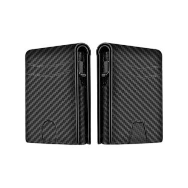 Imagem de Carteira masculina 2025 com bloqueio de RFID [funcional e prática] Porta-cartões de crédito dobrável e minimalista com compartimento para dinheiro, bolso frontal com janela para identidade, caixa de