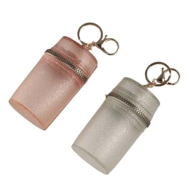 Imagem de Bolsa de batom transparente com chaveiro suprimentos de viagem cor sólida com glitter bolsa de armazenamento de batom portátil (preto)