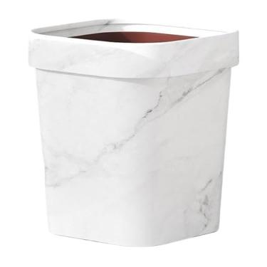 Imagem de Caixote do lixo de plástico, lata de lixo aberta com pressão e fundo antiderrapante, cesto de lixo de escritório Liviroom de 12/14 litros, cesto de lixo sem tampa, caixote do lixo/branco/grande