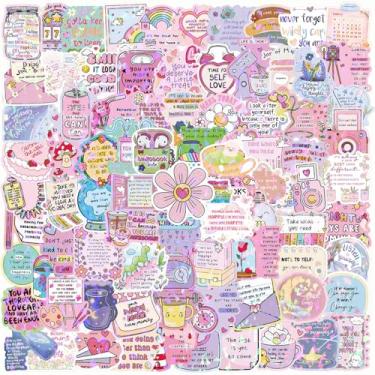 Imagem de 100 peças de adesivos holográficos inspiradores para meninas, mulheres, palavras motivacionais positivas, citações, adesivos para garrafas de água, diário, scrapbook, visão, placa, suprimentos