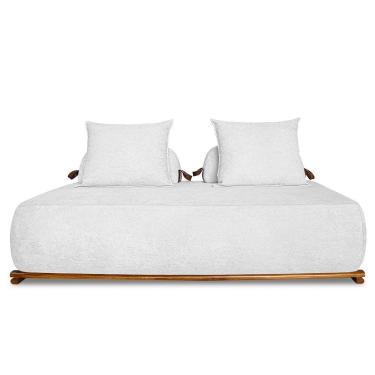 Imagem de Sofá 3 Lugares 220cm Ilha Base Madeira Viero S06 Boucle Branco - Mpozenato