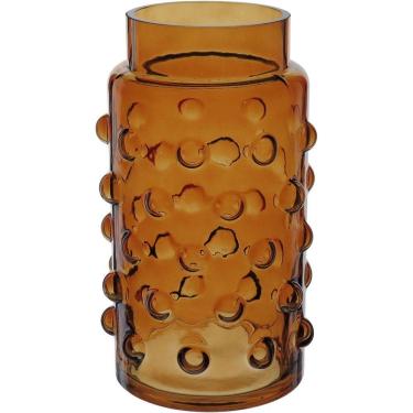 Imagem de Vaso Decorativo Enfeite Casa Dots Home&co Vidro 22x11x11cm âmbar