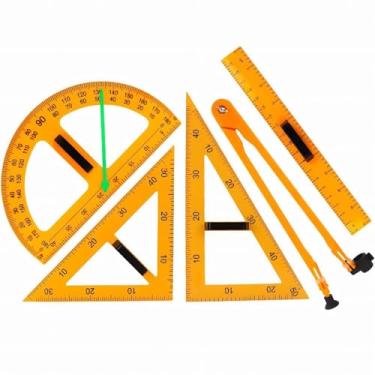 Imagem de Ferramenta de geometria magnética, transferidor, réguas triangulares kit de medição de quadro negro de fácil fixação, transferidor de quadro de professor, kit multiuso grandes auxiliares de ensino