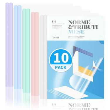 Imagem de WORPSON Pacote com 10, capas de relatório transparentes com barra deslizante para letras e folhas A4 – pastas de apresentação com capacidade para 70 folhas, capas de currículo e fichários de