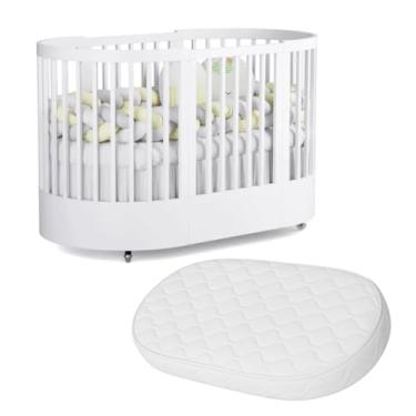 Imagem de Berço Redondo 3 em 1 Wave Premium com Colchão Fase 2 Ajuste de Altura Rodízios de Silicone e Conversão para Mini Cama (BRANCO)