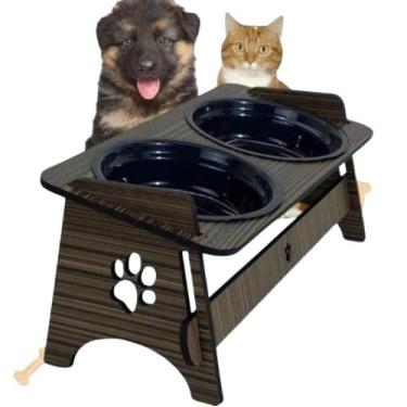 Imagem de Comedouro Bebedouro Pet Elevado Para Cachorros e Gatos Com Tigelas Com TAMPAS (DUPLO PRET)