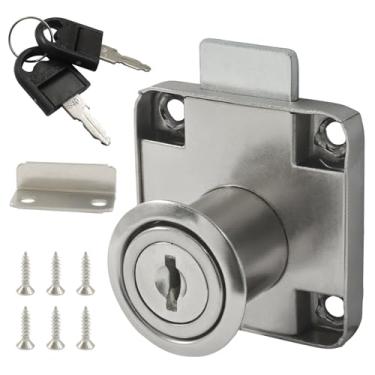 Imagem de Hordion Pacote com 4 fechaduras de gaveta com chaves, fechaduras de armário de liga de zinco para gaveta armário guarda-roupa mesa de escritório, caixa de correio, prata