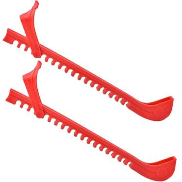 Imagem de XILEDUO Protetores de skate no gelo, sapatos de hóquei, capas de lâmina de patinação no gelo com fivelas ajustáveis, acessórios protetores de patins antiderrapantes para crianças e adultos (vermelho)