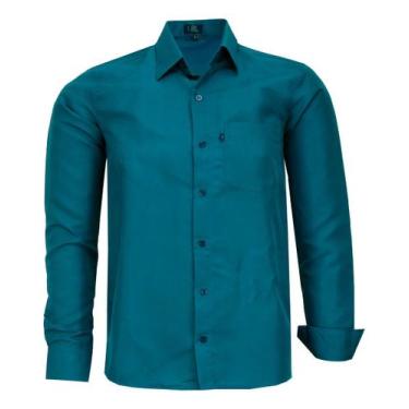 Imagem de Camisa Social Com Bolso Manga Longa Lbl 100% Poliéster 3027, Petróleo,