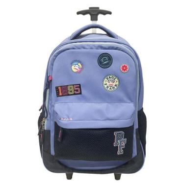 Imagem de Mochila De Rodinhas 2 em 1 Escolar Patches Casual Paul Frank, Azul
