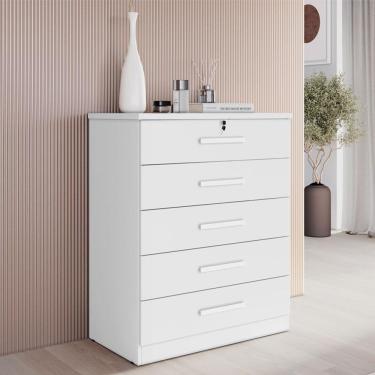 Imagem de Cômoda Gaveteiro Ambiente Suiça Com Chave Neve - Novo Horizonte