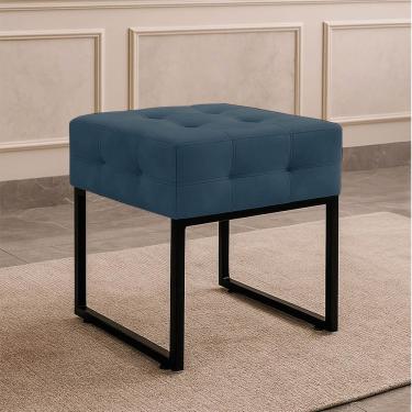 Imagem de Puff Sala Decorativo Industrial Elisa Suede D03 - D'rossi Azul Marinho