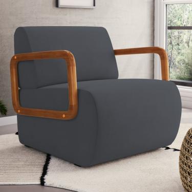 Imagem de Poltrona Decorativa Orgânica Living Kavya Veludo Cinza - Desk Design