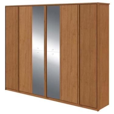 Imagem de Guarda Roupa Casal Ollie 6 Portas Amêndoa Clean Flex Com Espelho - Lopas