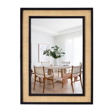 Imagem de Espelho preto montado na parede 50,8 cm x 71,1 cm espelho retangular para banheiro montado na parede para entrada de quarto, sala de estar vaidade