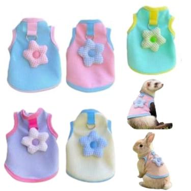 Imagem de 5 peças de fantasia de coelho com colete de furão e trela, linda roupa fotográfica para coelhos, furões, porquinhos-da-índia e outros animais de estimação pequenos (2GG)