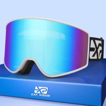 Imagem de EXP VISION Óculos de esqui OTG – Óculos de neve anti-neblina óculos de snowboard para homens, mulheres jovens (óculos de esqui adulto - azul)