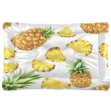 Imagem de Wassud Cama de cachorro com estampa de abacaxi para cães pequenos, lavável, impermeável, para viagem, tapete portátil para gatos com fundo antiderrapante para ambientes internos e para dormir 45 x 61