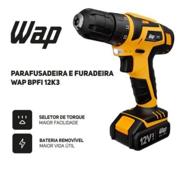 Imagem de Parafusadeira e Furadeira WAP BPF 12K3 12V Carregador Bivolt com Malet