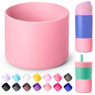 Imagem de Diumepo Bota de silicone compatível com garrafa de água infantil Owala de 400 ml, capa protetora antiderrapante para copo Owala Kids de 340 g (rosa claro)