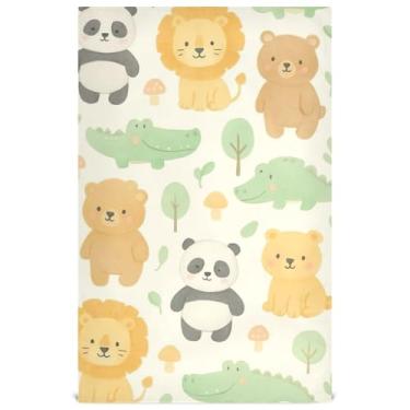 Imagem de Joisal Toalhas de prato azuis para cozinha decorativas animais fofos leão panda urso bonito chá toalhas de mão panos de limpeza absorventes 45 x 71 cm, 1 pacote