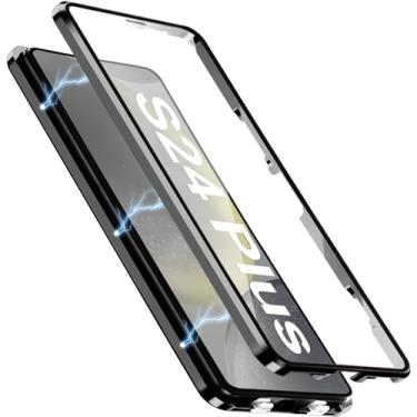 Imagem de [Material de metal] Capa para Samsung Galaxy S24 Plus, capa de celular externa com proteção contra quedas de grau militar com tela de vidro integrada e protetor de lente da câmera, capa de metal para