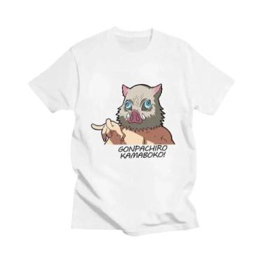 Imagem de Camiseta Unissex Harajuku Anime Demon Slayer Hashibira Inosuke Com Est