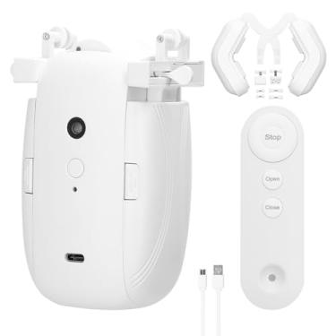 Imagem de Mingzhe Motor de Cortina Elétrica, robô de Cortina Inteligente 3 Em 1, Abridor Automático Com Suporte para Detecção de Luz de Temperatura APP Controle Remoto Temporizador para (Branca)