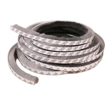 Imagem de .Fita Veda Fresta Escovinha 10x7mm Autoadesivo Contra Insetos Poeira Vento Para Portas Janela Residências Moradores Inquilinos(Cinza,10 Metros)