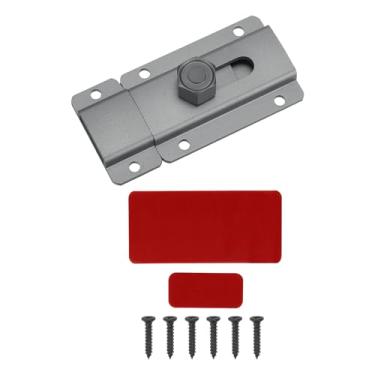 Imagem de PATIKIL Trava de ferrolho de porta deslizante de 6 cm, fecho de cadeado de segurança de liga de alumínio, travas com parafusos para janela de porta de banheiro de garagem de celeiro, cinza