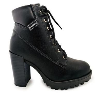 Imagem de Bota Tratorada Moleca Salto Bloco Alto 10cm Forrada-Feminino