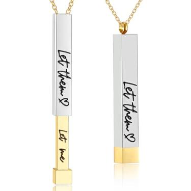 Imagem de RWQIAN Colar Be Kind Of A B para mulheres e meninas, pingente inspirador vertical de tubos quadrados com mensagem oculta, colar de aço inoxidável, pulseira de amizade, engraçado, hilário, joia