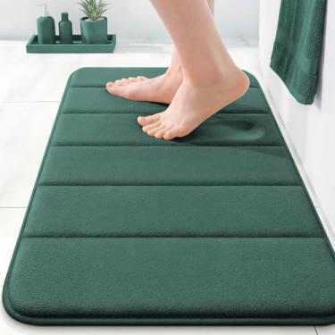 Imagem de OLANLY Tapete de banho listrado de espuma viscoelástica 61 x 40 cm, tapetes de banheiro absorventes super macios, secagem rápida, tapetes de chuveiro laváveis na máquina, tapete de banho, acessórios