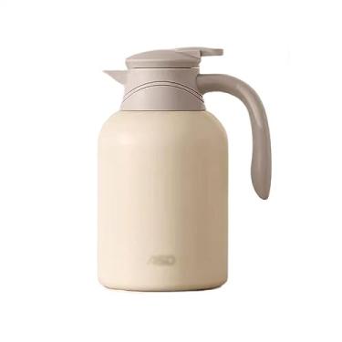 Imagem de Chaleira isolada de 2200 ml, panela isolante de grande capacidade, garrafa de água quente de aço inoxidável, quente, para uso externo, bule de chá, cafeteira com isolamento (cor: prata) (branco)